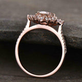 1.7ct Oval Cut Peach Morganite Fancy Floral Engagement Ring 14k Rose Gold Finish