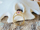 2ct Cushion Cut Pink Sapphire Braided Shank Solitaire Ring 14k YellowGold Finish