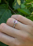 2.3ct Engagement Ring Oval Cut Pink Sapphire Diamond Halo 14k White Gold Finish