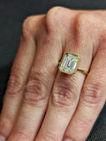 2.2ct Emerald Simulated Diamond Bezel Set Engagement Ring 14k Yellow Gold Plated