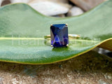 2.3ct Radiant Cut Simulated Blue Sapphire Solitaire Ring 14k Yellow Gold Plated
