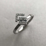 Square Crown Design Engagement Ring 1.2ct Round Cut Diamond 14k WhiteGold Finish