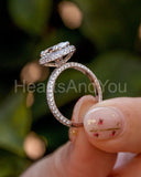 2.2ct Oval Cut Simulated Diamond Pave Halo Engagement Ring 14k White Gold Plated