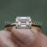 1ct Emerald Cut Simulated Diamond Solitaire Wedding Ring 14k Yellow Gold Plated
