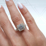 1.6ct Round Cut Diamond Split Band Halo Engagement Ring 14k Yellow Gold Finish