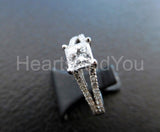 2.2ct Princess Cut Simulated Diamond Split Shank Ring 14k White Gold Plated