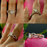 1ct Emerald Cut Diamond Infinity Band Engagement Ring 14k Dual Tone Gold Finish