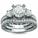 5.5ct Round Cut Diamond Vintage Bridal Set Engagement Ring 14K White Gold Finish