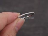 0.15ct Round Cut Moissanite Dainty Minimalist Wedding Band 14k White Gold Plated