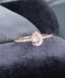 1ct Pear Cut Simulated Morganite Minimalist Engagement Ring 14k Rose Gold Plated