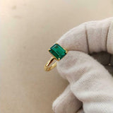 2ct Engagement Ring Green Emerald Cut Solitaire Women 14k Yellow Gold Finish