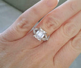 2ct Emerald Cut Diamond Engagement Ring Leaf Marquise Accent 14k White Gold Over