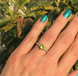 2.3ct Round Cut Peridot Solitaire with Diamond Accents Ring 14k Yellow Gold Over