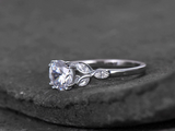 1.5ct Round Cut Diamond Engagement Ring Leaf Marquise Accent 14k White Gold Over