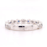 0.5ct Round Cut Simulated Blue Sapphire Milgrain Wed Band 14k White Gold Plated