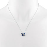 2.6ct Blue Sapphire Pendant Chain Marquise Cut Butterfly 14k White Gold Finish