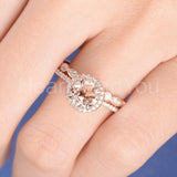2ct Round Simulated Morganite Half Eternity Halo Bridal Set 14k Rose Gold Plated