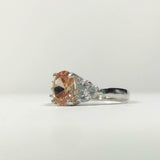 2.5ct Engagement Ring Oval Cut Peach Morganite Diamond Petite 14k WhiteGold Over