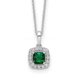 1ct Cushion Simulated Green Emerald Halo Pendant 14k White Gold Plated NO CHAIN