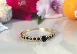 1ct Round Cut Black Diamond Solitaire with Accents Ring 14k Yellow Gold Finish
