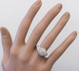 Halo Antique Vintage Engagement Ring 3ct Round Cut Diamond 14k White Gold Finish