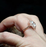 1.3ct Oval Cut Diamond Engagement Ring Milgrain Solitaire 14k Rose Gold Finish