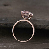 2ct Emerald Cut Peach Morganite Diamond Round Accent Ring 14k Rose Gold Finish
