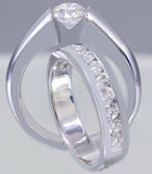 Bridal Set Wedding Engagement Ring 2ct Round Cut Diamond 18k White Gold Finish