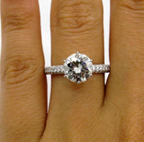 3.8ct Round Cut Diamond Accent Solitaire Engagement Ring 14K White Gold Finish
