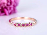 0.5ct Round Cut Pink Ruby Engagement Ring Five Stone Promise 14k RoseGold Finish