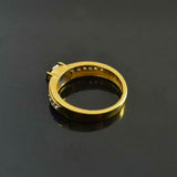 1.4ct Oval Cut Blue Sapphire Diamond Accent Solitaire Ring 14k YellowGold Finish