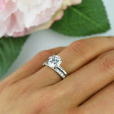 1.5ct Round Cut Diamond Classic Bridal Set Engagement Ring 14k White Gold Finish