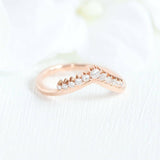 Unique Tiara Wedding Ring Band 1.2ct Round Cut Diamond 14k Rose Gold Finish
