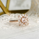 2ct Cushion Cut Simulated Morganite Cocktail Engagement Ring 14k RoseGold Plated