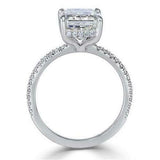 1.5Ct Radiant Cut Diamond Solitaire Ring 14K White Gold Finish with Round Accent