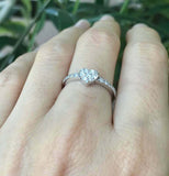 1.3ct Round Diamond Engagement Ring Solitaire with Accents 18k White Gold Finish