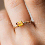 0.5ct Emerald Cut Simulated Yellow Citrine Solitaire Ring 14k Yellow Gold Plated