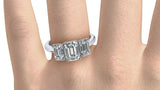 2ct Emerald Cut Diamond 3 Stone Classic Engagement Ring 14k White Gold Finish