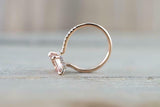 1.3ct Cushion Cut Peach Morganite Engagement Ring 14k Rose Gold Over Hidden Halo