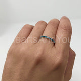 0.2ct Round Simulated London Blue Topaz Anniversary Band 14k White Gold Plated