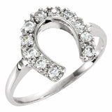 0.5ct Round Cut Diamond Horse Shoe Lucky Engagement Ring 14k White Gold Finish