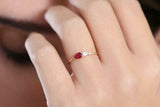 0.5ct Pear Cut Pink Ruby Teardrop Minimalist Engagement Ring 14k YellowGold Over