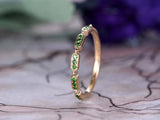 0.7ct Round Cut Green Emerald Stackable Half Eternity Band 14k Yellow Gold Over