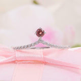 1.2ct Round Cut Red Garnet Engagement Ring Curved Shape 14k White Gold Finish