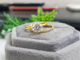2.1ct Round Cut Moissanite Half Eternity Band Bridal Set 14k Yellow Gold Plated