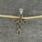 2.5ct Oval Cut Yellow Sapphire Pendant Christ Cross 14k White Gold Over NO CHAIN