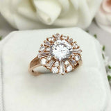 2.2ct Engagement Ring Round Cut Diamond Ballerina Sunburst 14k Rose Gold Finish