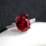 2.2ct Oval Cut Pink Ruby Diamond Accents Solitaire Ring 14k Rose Gold Finish