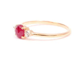 1ct Engagement Ring Round Cut Pink Ruby Three Stone 14k Yellow Gold Finish
