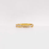 0.2ct Round Cut Moissanite Cross Braided Wedding Band 14k Yellow Gold Plated
